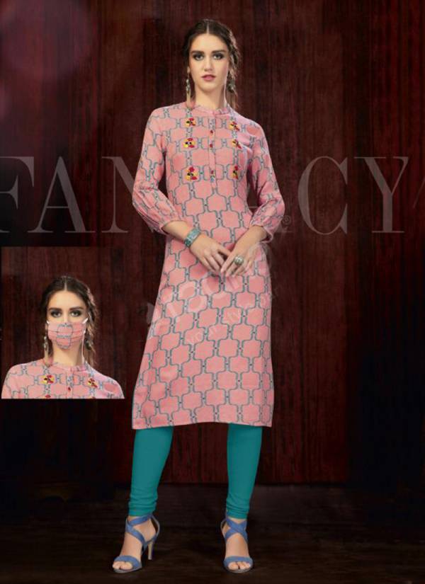 Rukmee Vol 14 Cotton Rayon Embroidered Printed Party Wear Kurti Collection 1450-1459